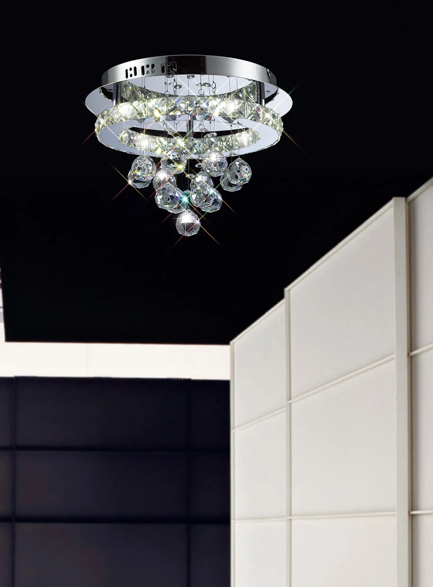 Galaxy Crystal Ceiling Lights Diyas Flush Crystal Fittings
